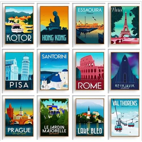 5D DIY Diamond Painting Travel City Amsterdam Bali Barcelona Paris Europe City Diamond Mosaic Embroidery Cross Stitch Home Decor