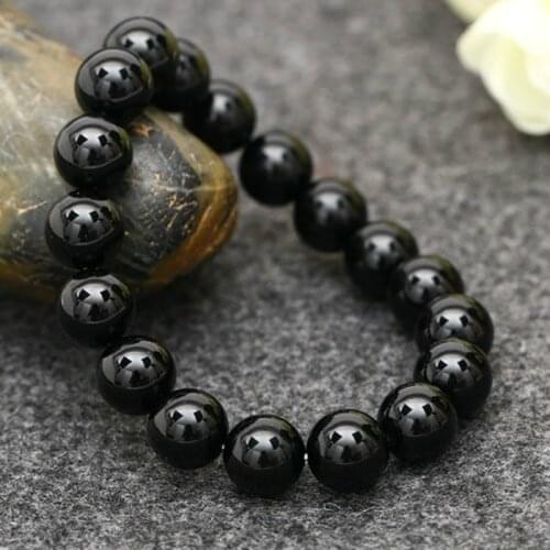 Natural Black Tourmaline Bracelet 6 8 10 12mm Stone Beads Bracelet Gem Stone Energy Bracelet Men Yoga Energy Handmade Women Gift
