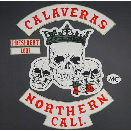 CALAVERAS NORTHERN CALI Skull Iron on Embroidery Motorcycle Biker Patch Clothes Stickers Apparel Accessories Badge
