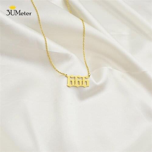 Fashion Number Necklace 111 222 333 444 555 666 777 888 999 Devil Pendant Necklace Stainless Steel Choker Women Men BFF Jewelry