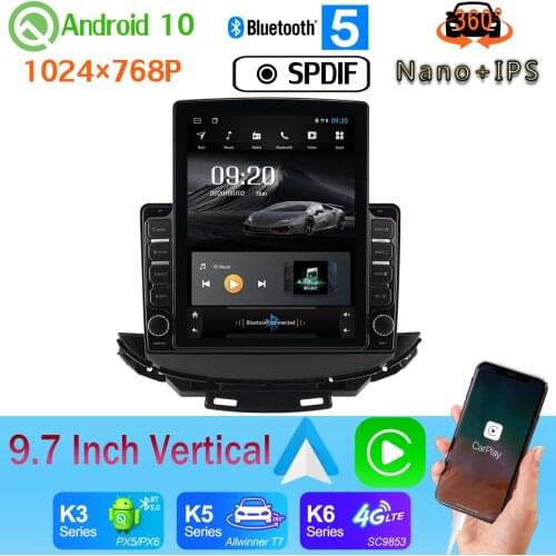 Head Unit Nano+IPS 9.7" Vertical Style Car Media GPS CarPlay Android 10 360 Camera Radio For Chevrolet Trax 2017-2019 PX6 4+64G