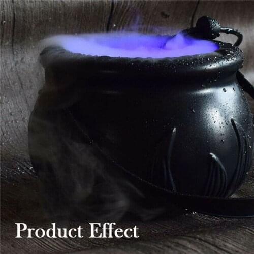 Halloween Witch Pot Smoke Machine LED Humidifier Atomizer Color Changing Xmas Halloween Decor Party Fogger DIY Layout Prank Toy