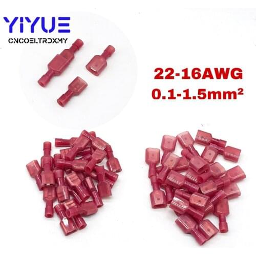 50PCS Male Female Male Insulated Spade Joint Connector Crimp Terminal Connectors Cable Wire Connector MDFN FDFN1.25-250