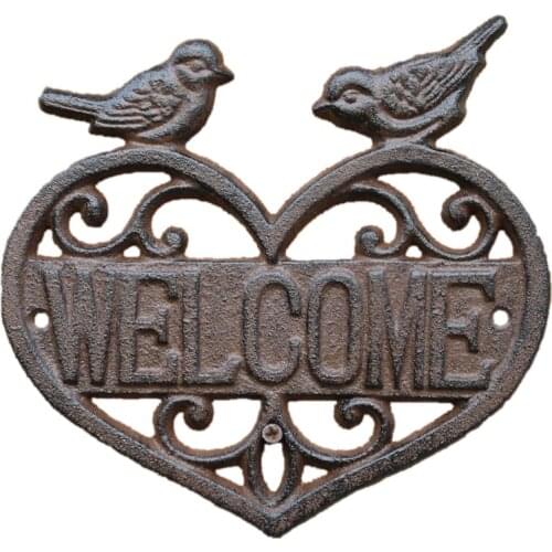 Wrought Iron Door Plate Courtyard Welcome Plate Hanging Bird Decor Patio Door Listed Plate