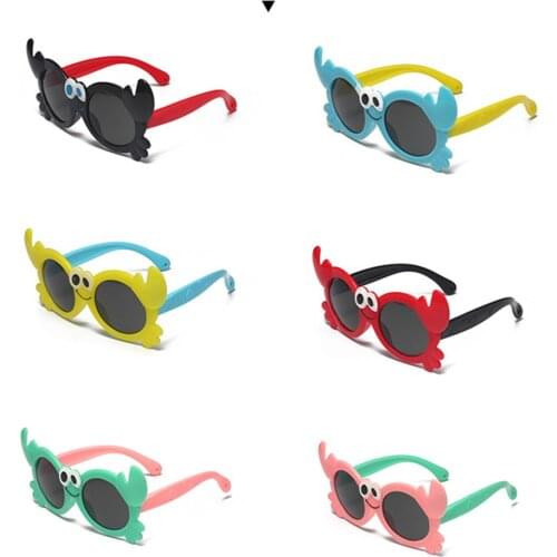 Children Boy Girl Cute Cartoon Crab Shape Wrap Round Sunglasses Kids Vintage Sunglasses Protection Classic Creative Eyeglasses