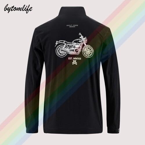 Triumph Street Twin Inspired Motorbike Art jacket mens Outdoor zippered comfortable Light Soft Fashion printing Asian size