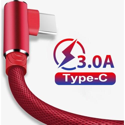 L 90 Degree USB C Cable for Samsung S9 S10 Plus Quick Charge 3.0 Right Angled USB Type C Charger Data Cable for Game USB-C Wire