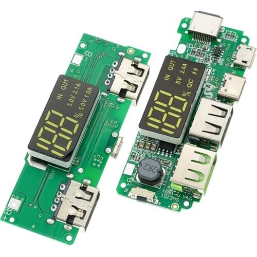 Lithium Battery Charger Board LED Dual USB 5V 2.4A Micro/Type-C USB Mobile Power Bank 18650 Charging Module Circuit Protection