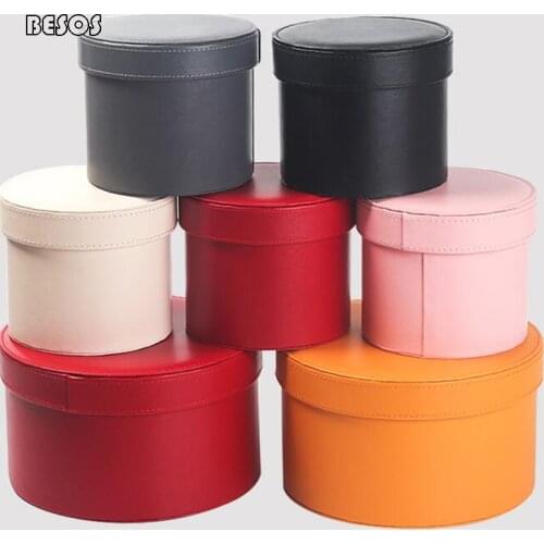 Fashion High-grade Candy Color Round Cylindrical Cortical Gift Box Wedding Party Flower Cosmetics Jewelry Decorative Gift Box