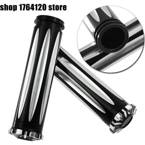 Motorcycle 1" CNC Grips Aluminum Handlebar Hand Grips For Harley Electronic Throttle Wire Touring Tri-Glide 2008-2016 2017