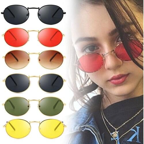 Men Colorful Film And Water Drop Oval Sunglasses Women Jelly Personalized Metal Driver Sunglasses