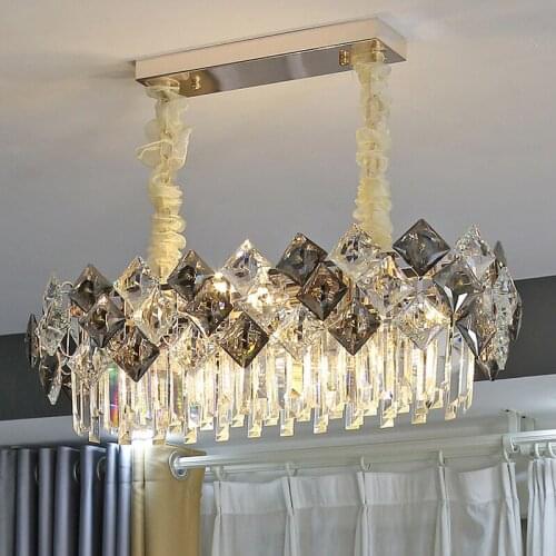 New Modern Crystal Chandelier For Dining Room Luxury Home Decor Hanging Light Fixture Kitchen Island Oval Lamps