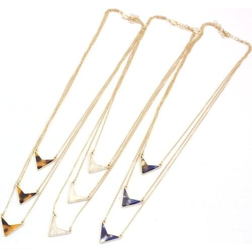 2017 new arrow V Shaped multilayer resin geometric pendant simple necklace for women