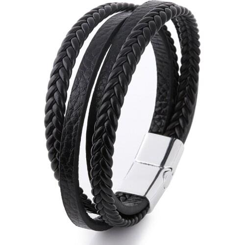 New Products Handmade PU Leather Bracelet men gifts for men jewelry