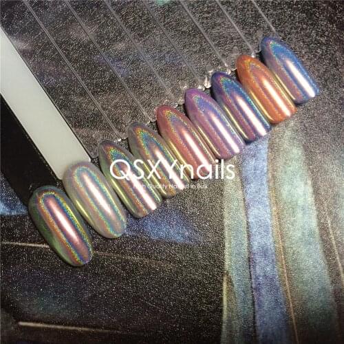 WHOLESALE 50g Holographic Aurora Powder Neon Mermaid Unicorn Pigment Chrome Laser Mirror Glitter for Gel Nail Polish