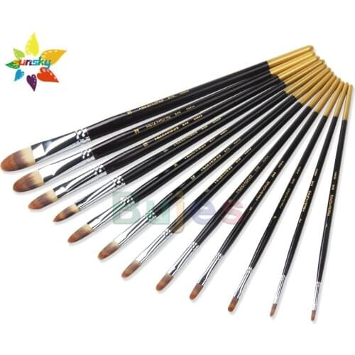 Original hwahong 848 Nylon hair brush Hazelnut shaped Cat tongue shaped Acrylic Gouache Oil painting brush Art supplies