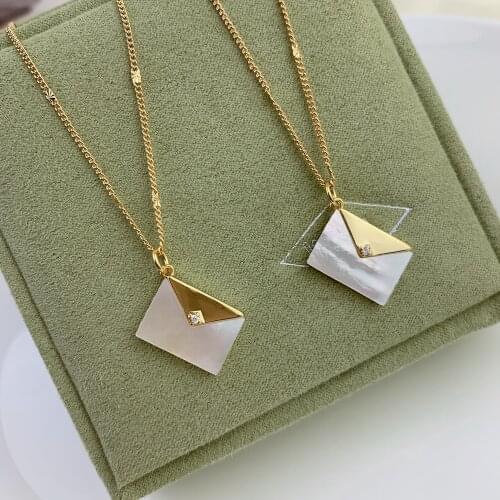 Natural Mother of Pearl Shell Envelope Necklace Choker For Women Fashion Gift Jewelry