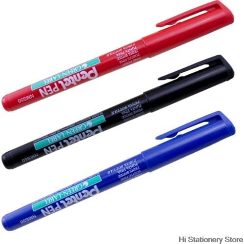 Pentel NMS50 marqueur permanent GREEN-LABEL Pen Marker Pen 1.0m Japan Black/Blue/Red Colors for Choose