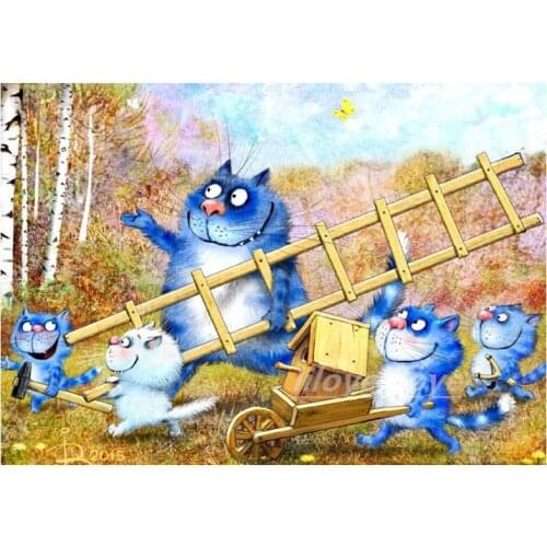 100% Full 5D Diy Daimond Painting Cartoon cat 3D Diamond Painting Full Round Rhinestone Daimond Embroidery Sale Decor art FG1272