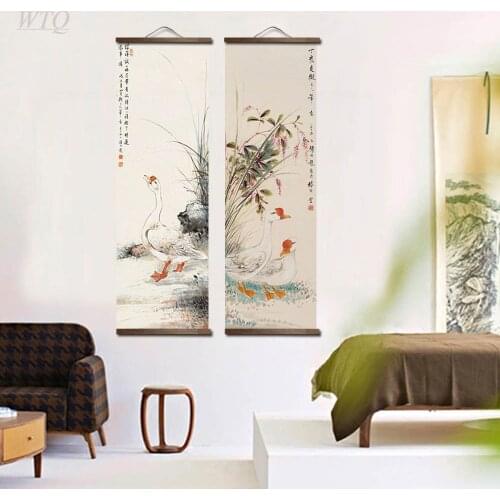 Chinese Style Chicken, Duck, Goose, Poultry Flower Retro Posters Canvas Painting Wall Decor Posters Wall Art Picture Home Decor