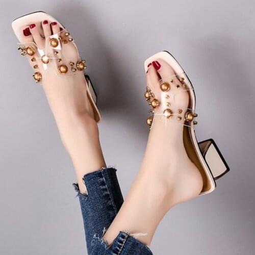 Elegant Womens Sandals Candy Slippers transparent Platform sandal Slip-On Pearl Beach Wedges Jelly Shoes Clear Sandals Women