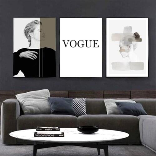 Modern Black and White Fashion Woman Canvas Painting Abstract Model Character Photo Poster Living Room Bedroom Decor Pictures