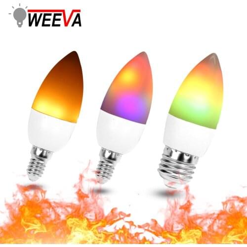 LED Candle Bulb Light E27 E14 E12 Flame Effect RGB lighting Bombillas 3W 110V 220V Christmas Creative Fire Lights Lamparas