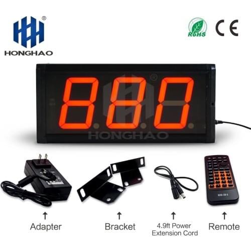 Gym interval timer 4INCH 3DIGIT led wall clock DAY COUNTDOWN clock digital clock and humidity recorder led countdown timer