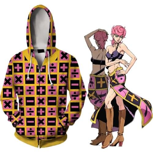 Anime Hoodie Sweatshirt Giorno Giovanna Costume Girls Female Trish Una Spice Girl Clothing Jacket Tops