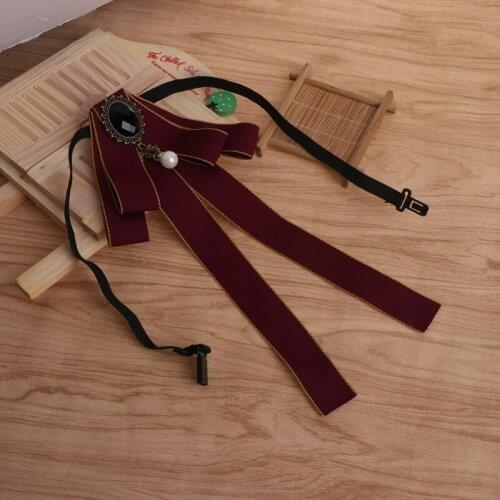 Women Men Ribbon Long Large Bowknot Bow Tie Brooches With Necklace Fashion