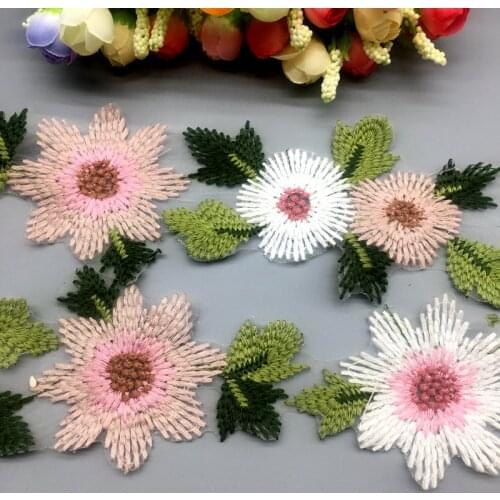 1 Yard Flower Leaves Floral Collar Sew Patch Applique Badge Embroidered Lace Dress Cheongsam Clothes Decor DIY Accessories