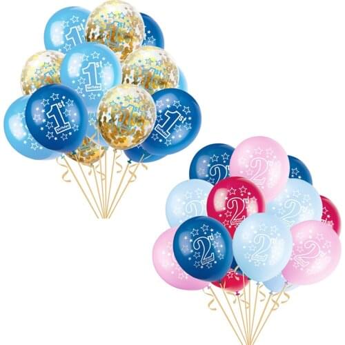 100/200/500pcs/Lot Baby Shower Boy&Girl 1 2 Year old Balloons Kids Blue Pink Latex Air Ballon Happy Birthday Party Decorations
