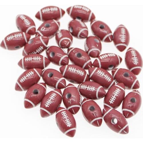 CHONGAI 100Pcs Brown and White Oval American Football Acrylic Ball Beads For Jewelry Making DIY Beads Accessories 9x17mm
