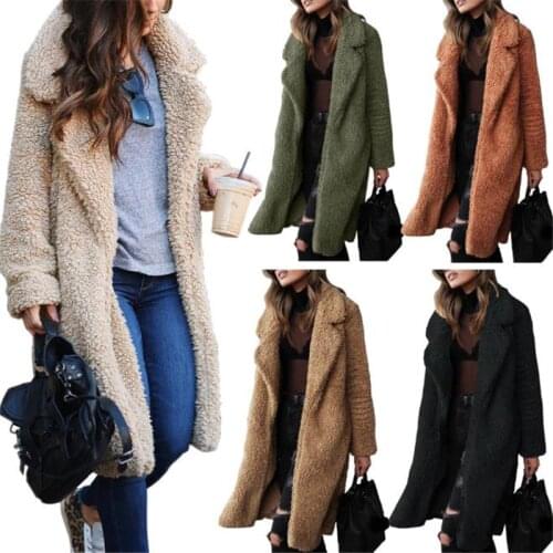 2021 Faux Fur Coat Cardigan Autumn Winter Women Warm Coat Ladies Overcoat Plush Jacket Female Long Coat Plus Size Outwear