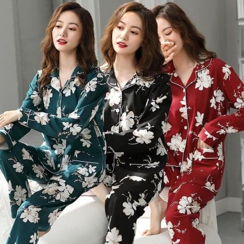 2021 Spring Autumn Plus Size Long Sleeve Cotton Pajama Sets for Women Print Sleepwear Pyjamas Homewear Pijama Mujer Home Clothes
