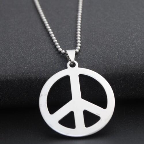 30 Stainless steel hollow anti-war logo necklace geometric round peace Sign GD peace symbol titanium steel necklace jewelry