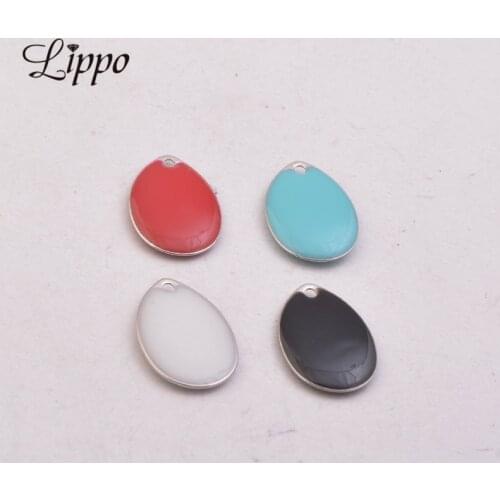 30pcs Silver Water Drop Enamel Charms DIY Womens jewelry Making Copper Connector Setting