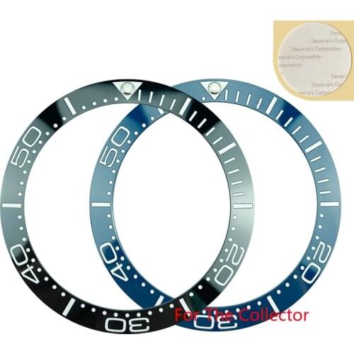 38mm Blue/Black White Writing Ceramic Bezel Insert Fit For SKX007/009 Sea-Master Watch Super Lumed Pip Watch Replace Accessories