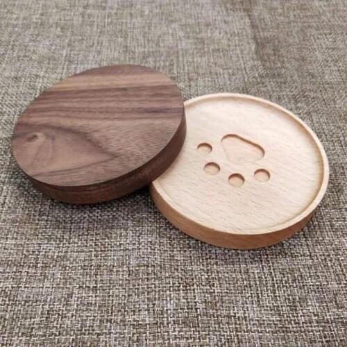 4Pcs/Set Creative Hand-Shaped Brush Pattern Coaster Bar Family Tableware Mat Eco-friendly Wood Round Insulation Mat