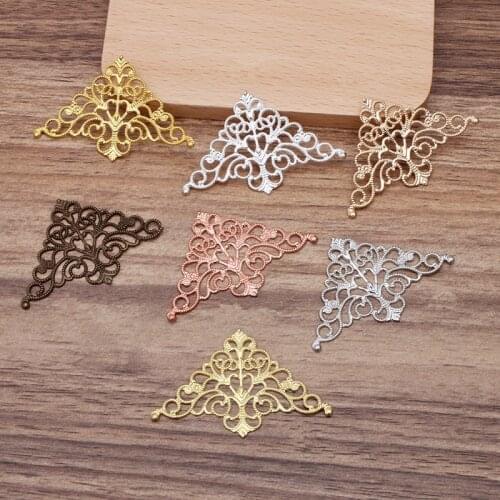 50 PCS 32x50mm Metal Brass Filigree Flowers Slice Copper Sheet DIY Handmade Accessories For Jewelry Making