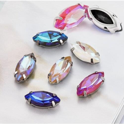 5x10mm Mocha Color Sew On Rhinestones Claws Sets Thicken Copper Claws Clothes Bags Decoration Glass Strass Claw Settings