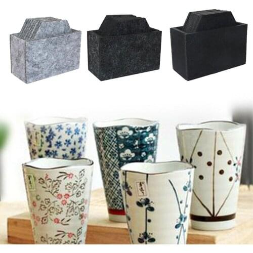 8PCS Felt Coaster Dining Table Protector Pad Heat Resistant Cup Mat Felt Coaster Cup Mat Pad Storage Box Non-woven Heat Pad