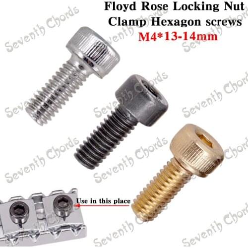 9 Pcs Electric Guitar Locking Nut Clamp Hexagon screws M4*13mm-14mm / Black - Chrome - Gold for choose