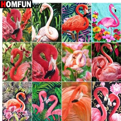 HOMFUN 5D DIY Full Diamond Embroidery " animal Flamingo flower" Diamond Painting Cross Stitch Rhinestone Home Decoration