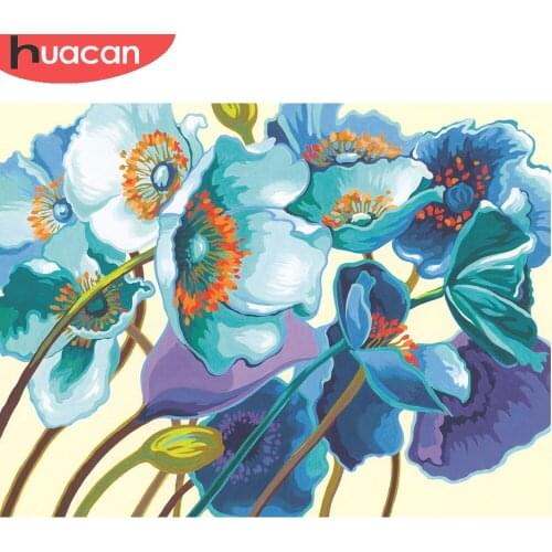 HUACAN Diy Diamond Painting Poppy Flower Home Decor Full Square/round Diamond Mosaic Embroidery Color Floral Wall Stickers