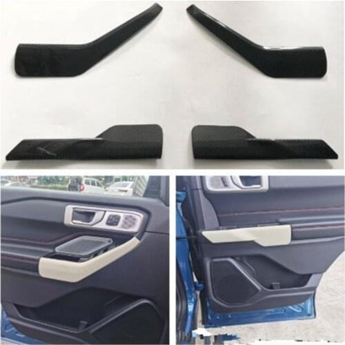 Car Inner Door Armrest Handle Bar Frame Trim Cover Styling Chrome ABS Sticker Fit for Ford Explorer 2015-2020