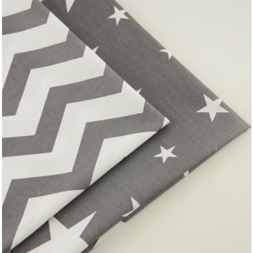 White and Gray Color 100% Cotton Fabric Cuted Pattern Printed for Babay Cloth Bedding Curtain Pillow Doll Patchwork 50cmx160cm