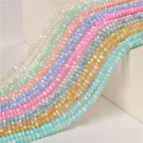 Abacus Beads Shell Mother of Pearl Rondelle Bead Natural Oyster Shell Beads for Jewelry Making DIY Accessories Necklace15" 3x5mm