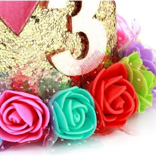 Birthday Hat 1 2 3 Year Number Baby Hair Accessory Flower Priness Style Crown Newborn Headband Gold Birthday Crown