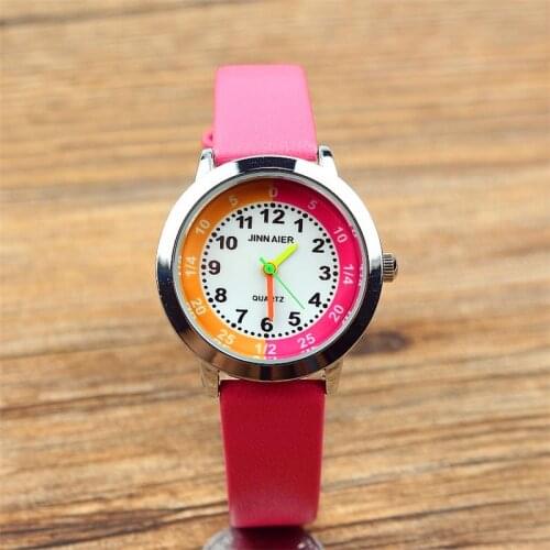 Children candy watch lovely little girls and boys high quality quartz watch best birthday Xmas gift for kids leather clock